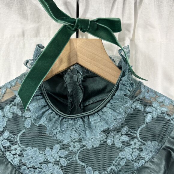 Weissman Dance Costume Fur Elise Character Dress Girls Size XLC Ruffle Teal - Picture 5 of 11